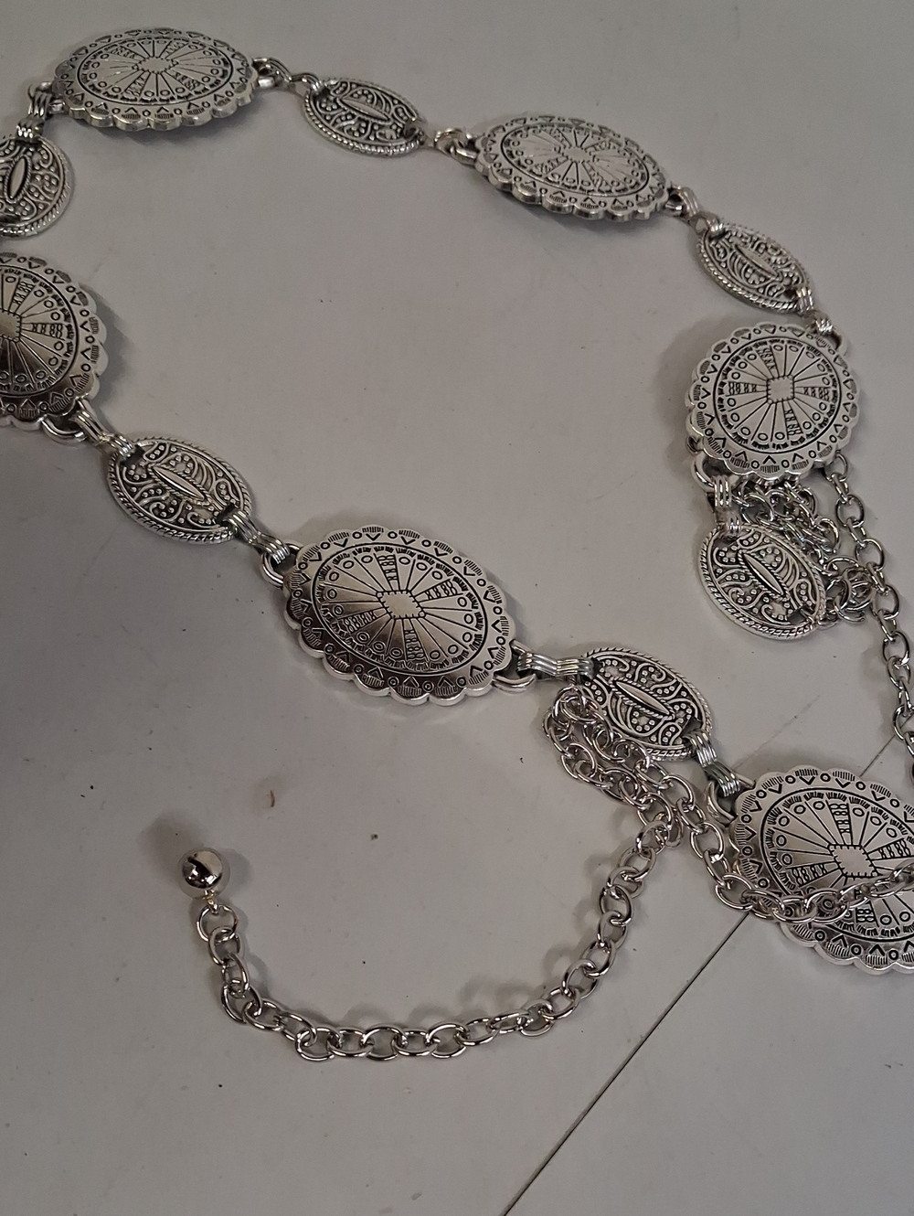 NWT Womens Whippy Silver Western Concho Chain Belt
